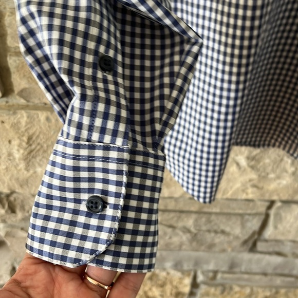 Kirkland Blue Gray and White Gingham Button Down Shirt size Large 16-16.5 32/33 - Picture 12 of 15